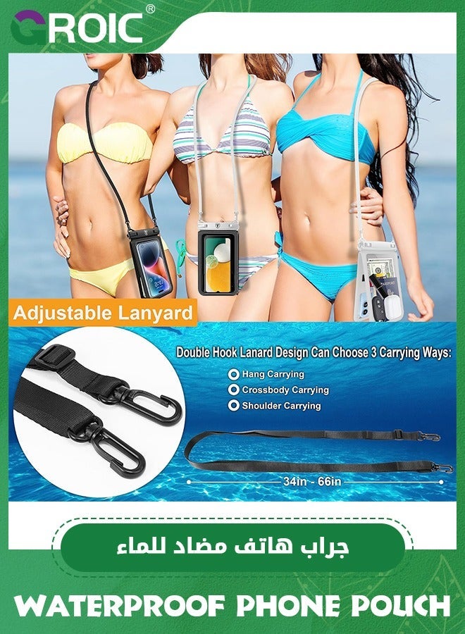 جرويك جراب هاتف أسود مزدوج المساحة مقاوم للماء، جراب كبير مزدوج للهاتف المحمول لهاتف Samsung Galaxy S24 Ultra S23 S22 A15 A14 A03S A54 iPhone 15 Pro Max 14 XR يناسب جميع الهواتف حتى 7 بوصات - Image 5