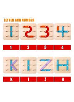 kizh Wooden Letter And Number Construction Activity Set Educational Preschool Toys Shape Color Recognition Pegboard Sorter Set Board Blocks Stack Sort For Toddler Kids Boys Girls Toy  - Image 2