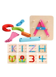 kizh Wooden Letter And Number Construction Activity Set Educational Preschool Toys Shape Color Recognition Pegboard Sorter Set Board Blocks Stack Sort For Toddler Kids Boys Girls Toy  - Image 1