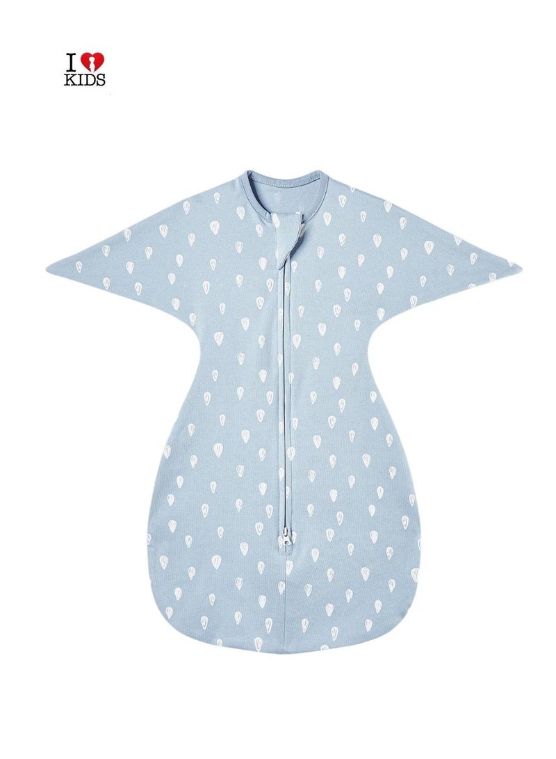 I LOVE KIDS 0.5Tog Baby Sleeping Bags 100% Cotton for Newborn Baby Swaddle Wrap Long Sleeves Kids Sleeping Sack Medium 0-6M(Blue) - Image 2