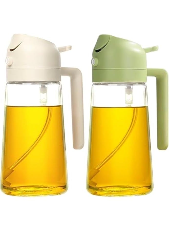تراسل EETU 2Pcs Olive Oil Dispenser, 2 in 1 Oil Sprayer for Kitchen, 16oz/470ml Premium Glass Oil Spray Bottle, Food-grade Oil Dispenser and Oil Sprayer for Air Cooking, Fryer, Salad, Frying, BBQ  - Image 2