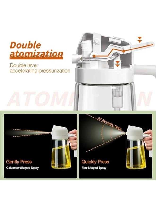 تراسل EETU 2Pcs Olive Oil Dispenser, 2 in 1 Oil Sprayer for Kitchen, 16oz/470ml Premium Glass Oil Spray Bottle, Food-grade Oil Dispenser and Oil Sprayer for Air Cooking, Fryer, Salad, Frying, BBQ  - Image 5