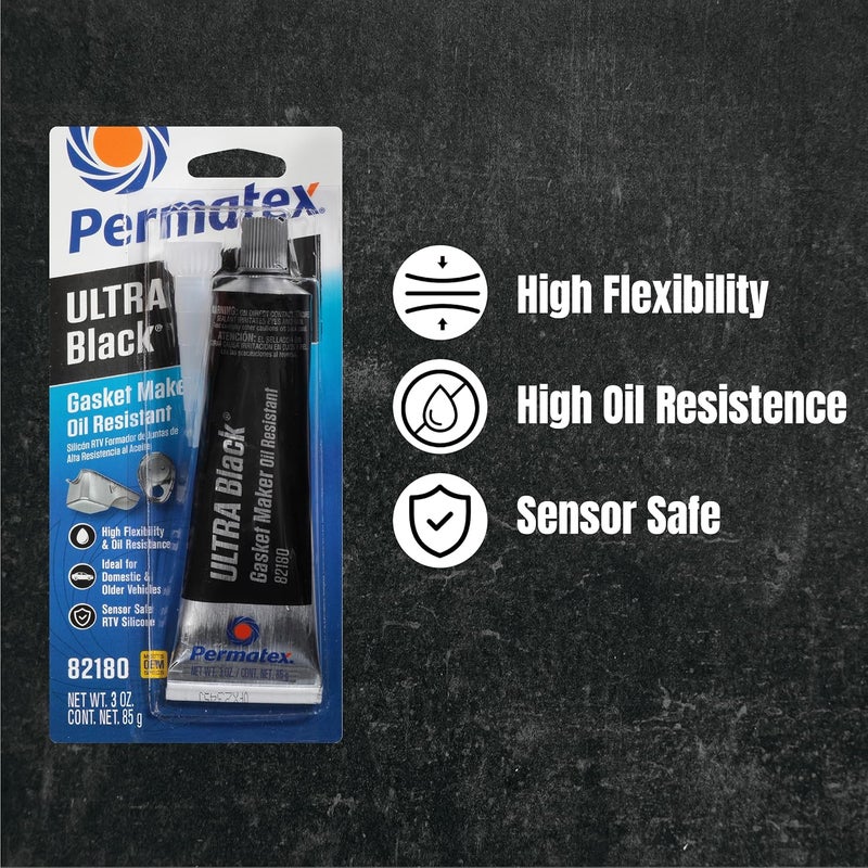 Permatex 82180 Ultra Black RTV Silicone Gasket Maker - Image 1