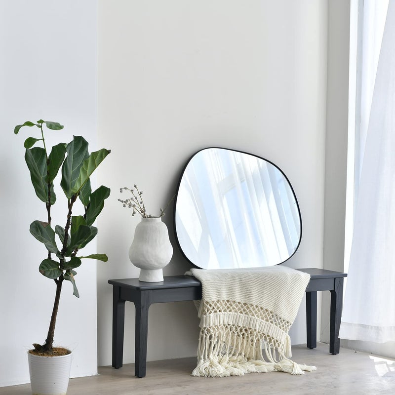 ELEHUME Asymmetrical Wall Mirror for Decor 17.5"*22.5", Modern Black Framed Wall Mirror for Living Room Bathroom Bedroom Entryway ELE-STOU-0066B - Image 3
