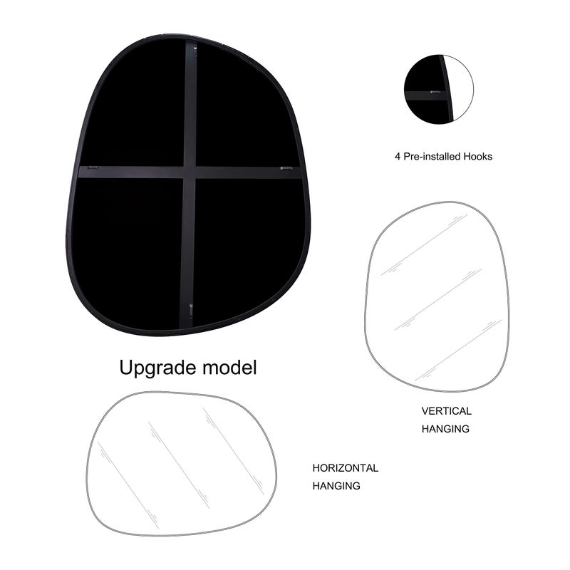 ELEHUME Asymmetrical Wall Mirror for Decor 17.5"*22.5", Modern Black Framed Wall Mirror for Living Room Bathroom Bedroom Entryway ELE-STOU-0066B - Image 2