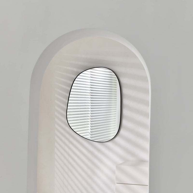 ELEHUME Asymmetrical Wall Mirror for Decor 17.5"*22.5", Modern Black Framed Wall Mirror for Living Room Bathroom Bedroom Entryway ELE-STOU-0066B - Image 4