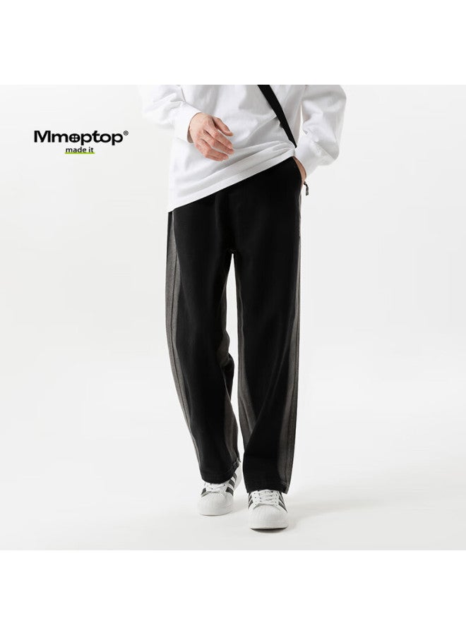 Mmoptop Trendy Jeans For Men, Spring And Autumn Style, Winter Washed Vintage Look, Side Brushed White, Loose-fitting Pants, K529 Black, Size L - Image 3