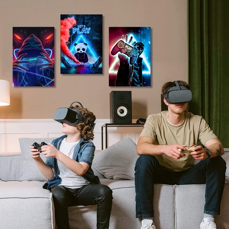 NCYEL 3Piece Gamer Wall Art Set Neon Gaming Canvas Prints Cyberpunk Video Game Decor Unframed 12x16 Inches Posters for Game Room Bedroom Office Esports Setup Cool Gamer - Image 3