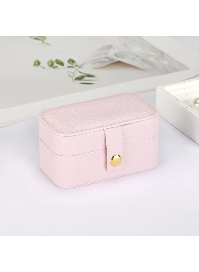 بي إس صندوق مجوهرات صغير للسفر | حامل مجوهرات صغير للخواتم والقلائد والأقراط وأحمر الشفاه | حقيبة تنظيم مجوهرات محمولة من جلد البولي يوريثان الصناعي الفاخر مع فتحة حلقة قابلة للإزالة (وردي) - Image 4