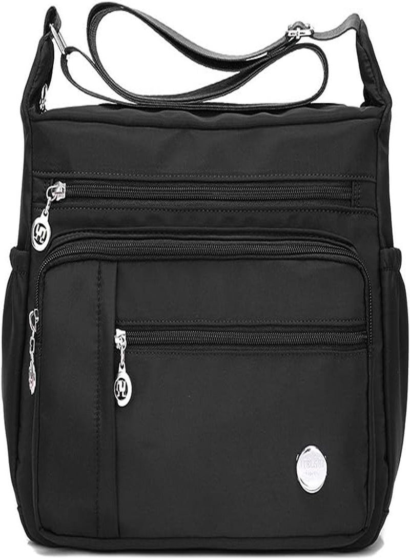 AOLVO Waterproof Crossbody Women's Bag With Anti Theft Pocket, Large Size Nylon Shoulder Bags Casual Handbag Travel Bag Messenger Bag Organize Package Pocket with Closure Black - Image 1