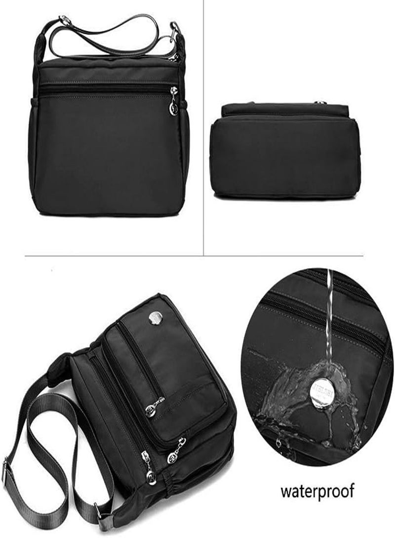 AOLVO Waterproof Crossbody Women's Bag With Anti Theft Pocket, Large Size Nylon Shoulder Bags Casual Handbag Travel Bag Messenger Bag Organize Package Pocket with Closure Black - Image 5