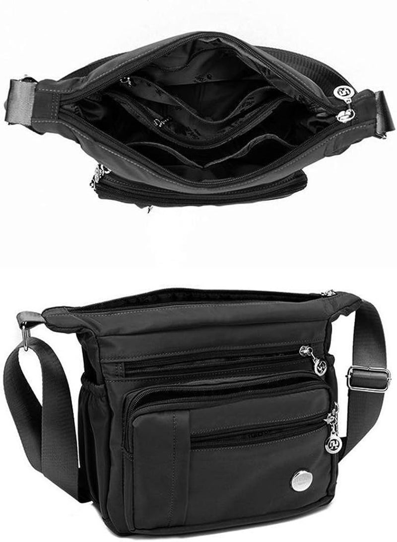 AOLVO Waterproof Crossbody Women's Bag With Anti Theft Pocket, Large Size Nylon Shoulder Bags Casual Handbag Travel Bag Messenger Bag Organize Package Pocket with Closure Black - Image 2