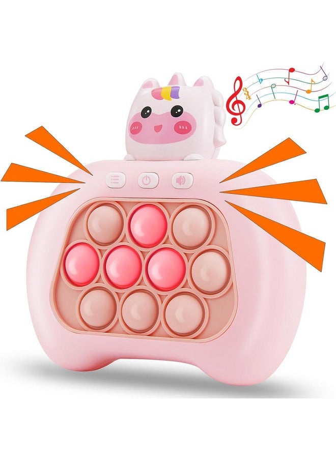 Kiditos Quick Push Bubble Pop Popit Game Interactive Squeezing Stress Relief Toy with Music and Light (Unicorn, Pink)