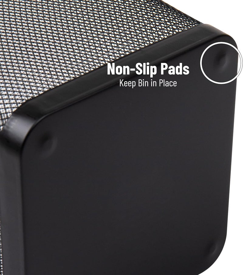 Mind Reader Mesh Trash Can, Waste Paper Basket, Square, Office, Metal Mesh, 9.75"L x 9.75"W x 12.25"H, Set of 2, Black - Image 5