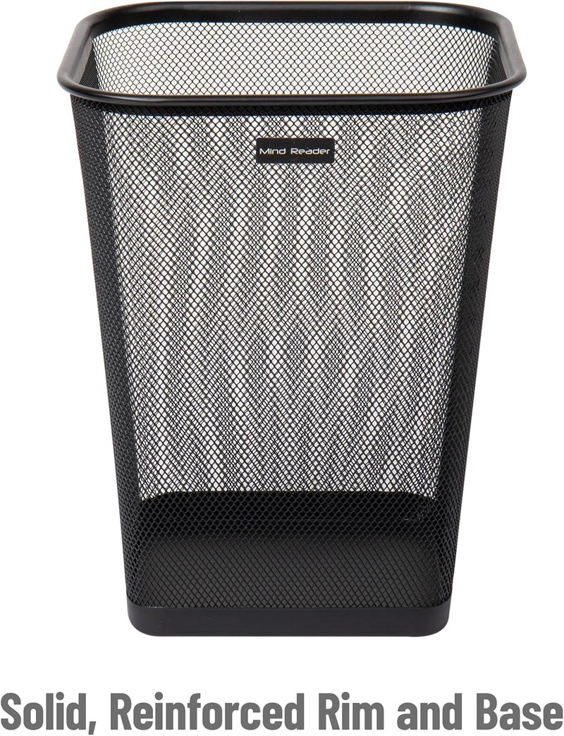Mind Reader Mesh Trash Can, Waste Paper Basket, Square, Office, Metal Mesh, 9.75"L x 9.75"W x 12.25"H, Set of 2, Black - Image 4