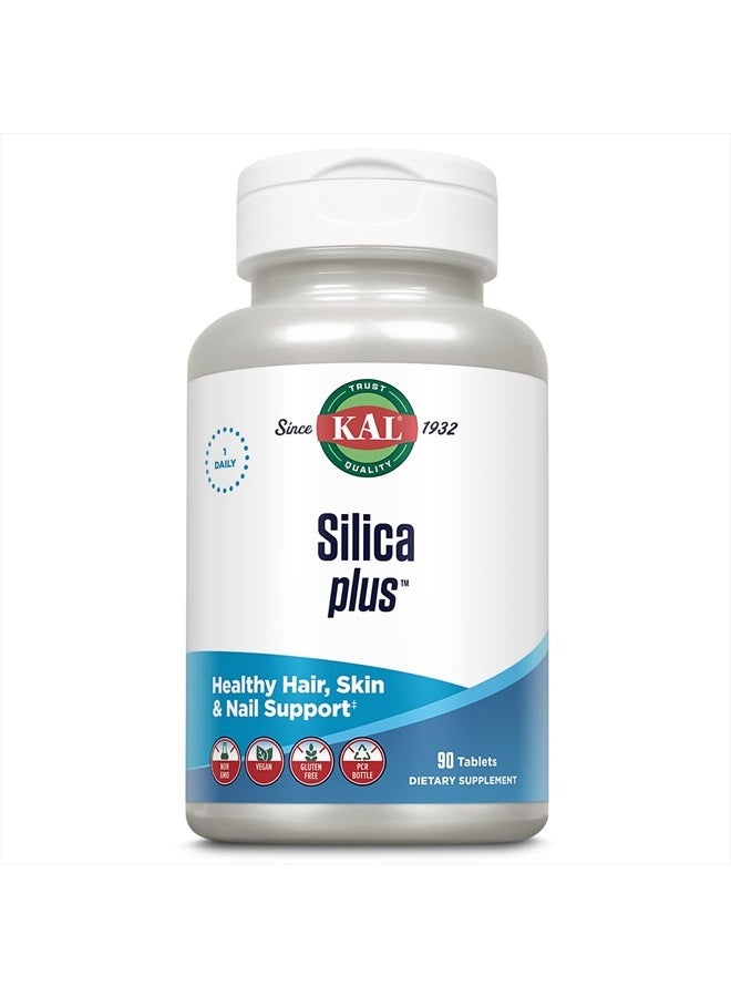 KAL Silica Plus, Silica Gel with Horsetail Extract, Healthy Hair, Skin & Nails Support, Maximum Absorption, Vibrant Hair, Glowing Skin Supplement, Vegan, Gluten Free, 90 Serv, 90 Quick Dissolve Tabs - Image 1