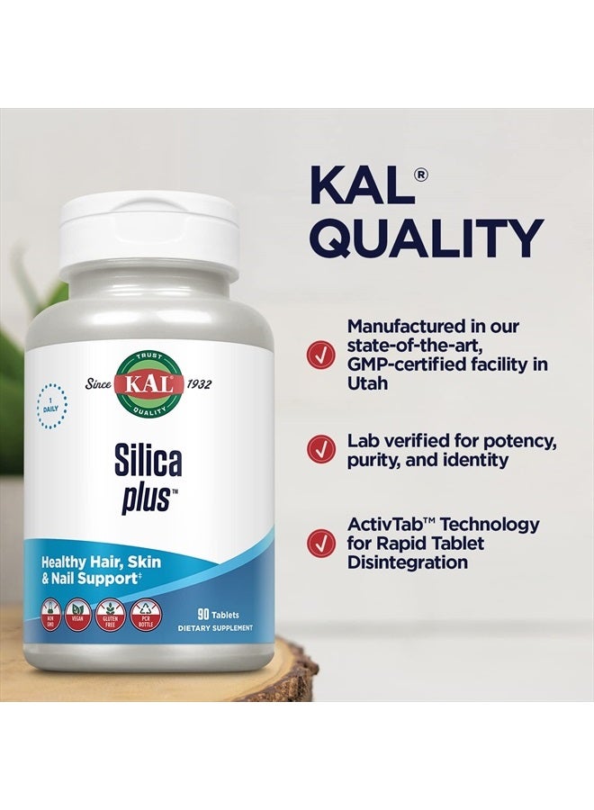 KAL Silica Plus, Silica Gel with Horsetail Extract, Healthy Hair, Skin & Nails Support, Maximum Absorption, Vibrant Hair, Glowing Skin Supplement, Vegan, Gluten Free, 90 Serv, 90 Quick Dissolve Tabs - Image 5