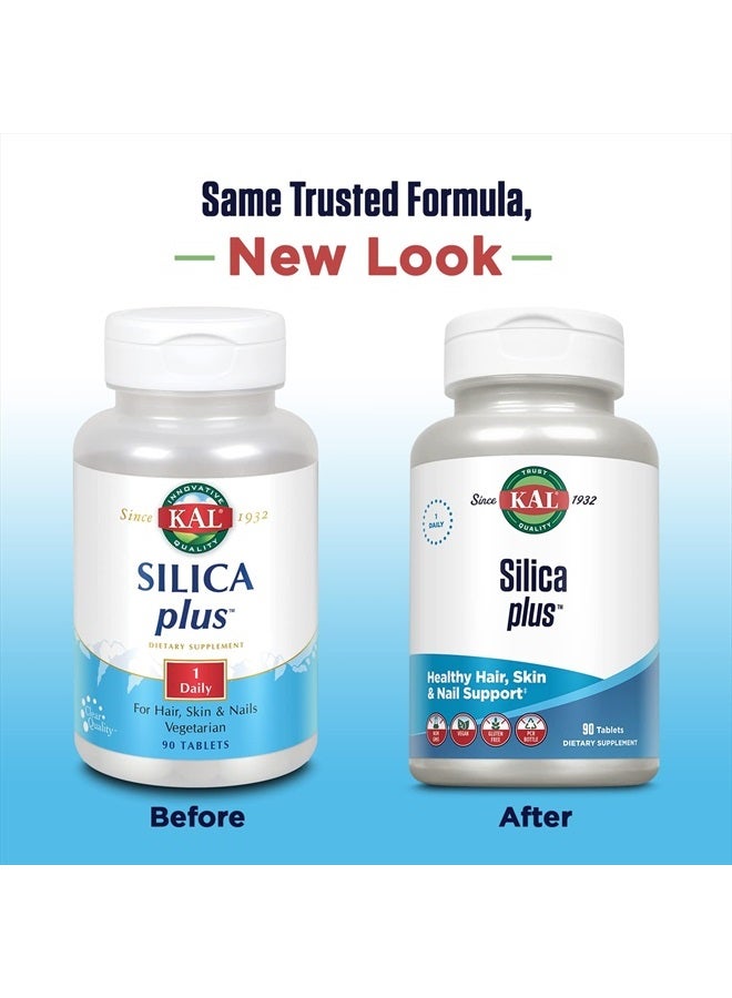 KAL Silica Plus, Silica Gel with Horsetail Extract, Healthy Hair, Skin & Nails Support, Maximum Absorption, Vibrant Hair, Glowing Skin Supplement, Vegan, Gluten Free, 90 Serv, 90 Quick Dissolve Tabs - Image 2