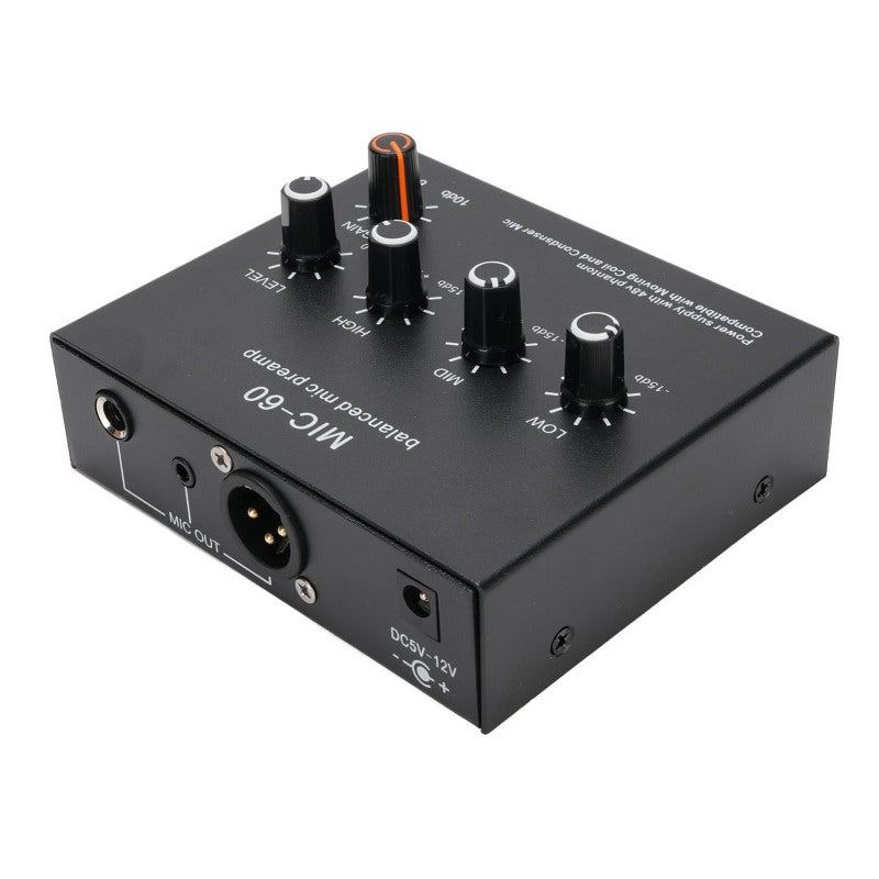 مضخم صوت ميكروفون مع كسب +60dB وطاقة فانتوم 48V - مضخم صوت للميكروفونات الديناميكية والمكثفة مع خرج XLR متوازن لتسجيل الاستوديو المنزلي - Image 4