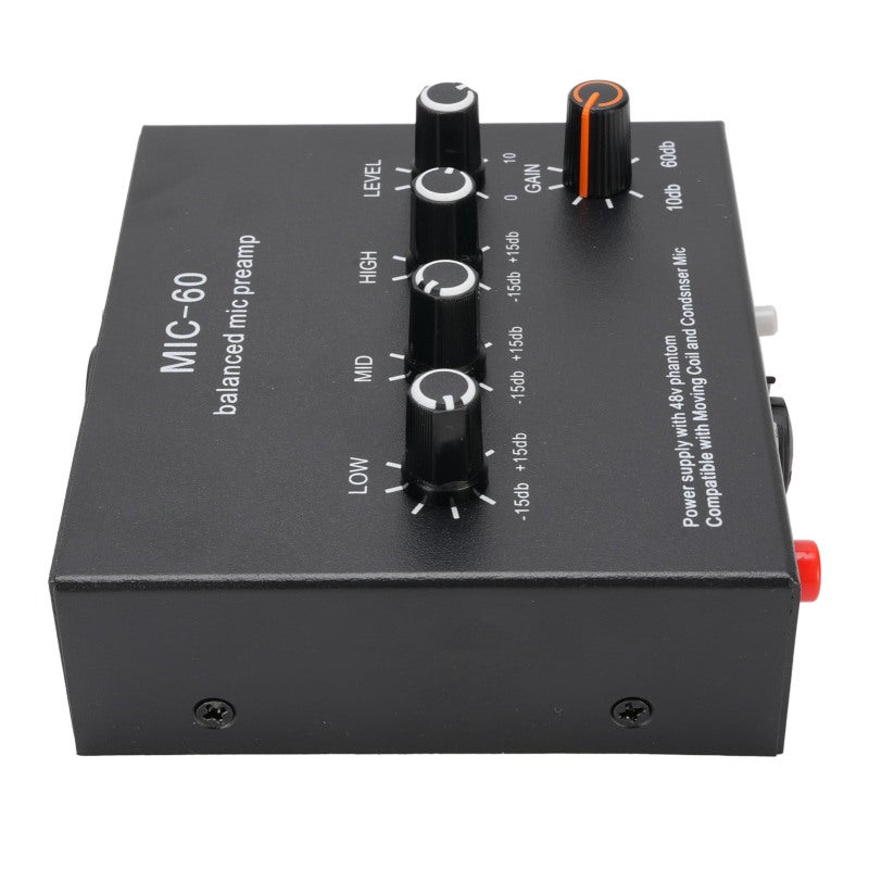 مضخم صوت ميكروفون مع كسب +60dB وطاقة فانتوم 48V - مضخم صوت للميكروفونات الديناميكية والمكثفة مع خرج XLR متوازن لتسجيل الاستوديو المنزلي - Image 3
