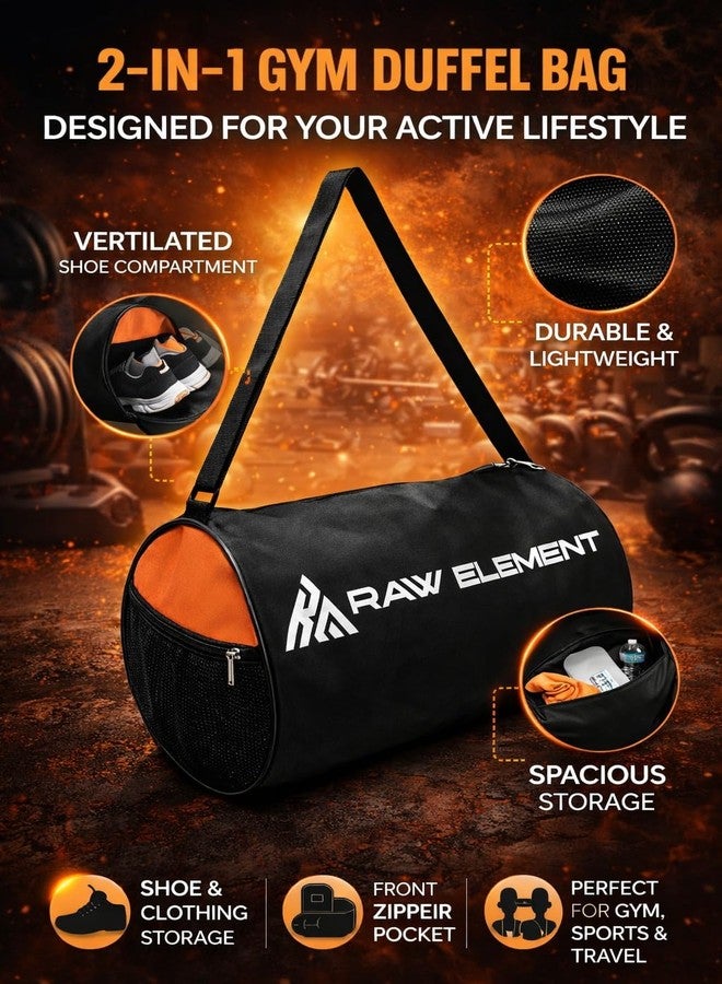 RAW ELEMENT 20L Unisex Waterproof Gym & Travel Duffel Bag with Adjustable Strap, Side Handle, Spacious, Lightweight & Easy Carry (Orange) - Image 5