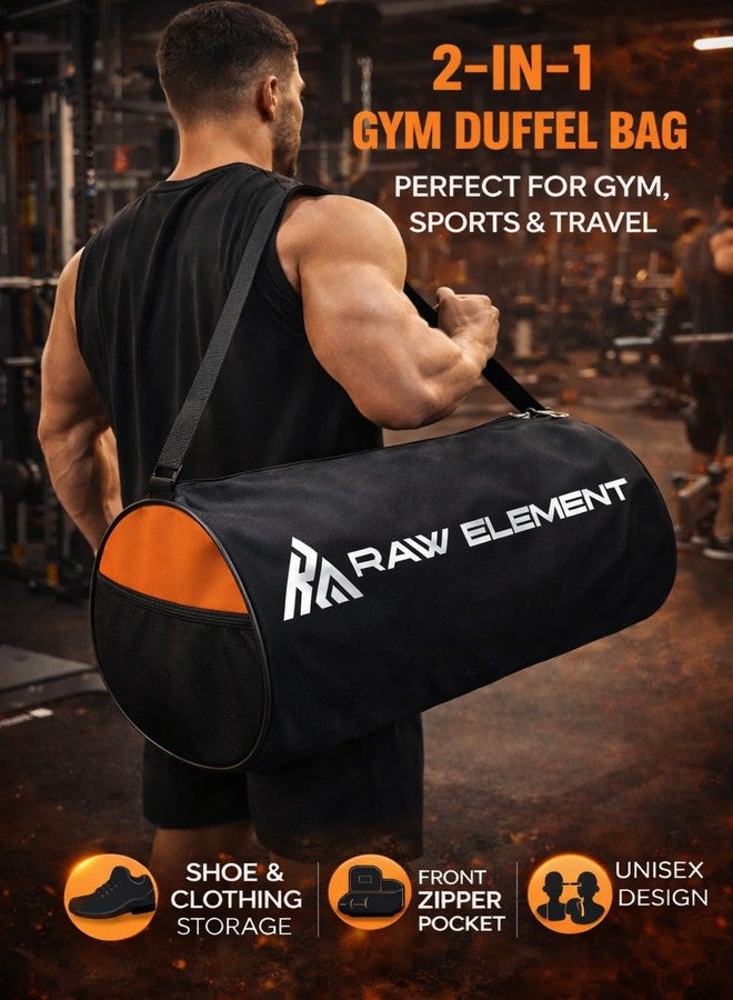 RAW ELEMENT 20L Unisex Waterproof Gym & Travel Duffel Bag with Adjustable Strap, Side Handle, Spacious, Lightweight & Easy Carry (Orange) - Image 3