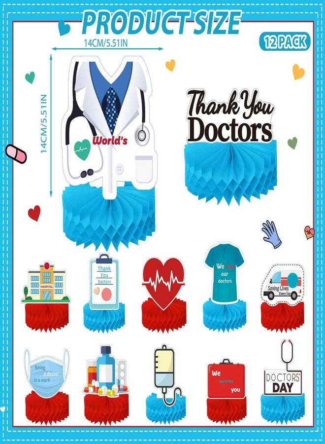 Weekgrat 36 Pcs Doctor's Day Appreciation Decoration Thank You Doctor Table Honeycomb Centerpieces Appreciate Hanging Swirls Banner for National Doctors' Day Medical Students Party Supplies - Image 4