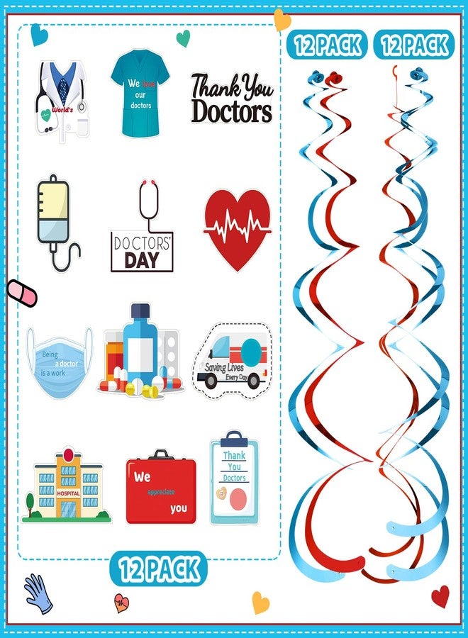 Weekgrat 36 Pcs Doctor's Day Appreciation Decoration Thank You Doctor Table Honeycomb Centerpieces Appreciate Hanging Swirls Banner for National Doctors' Day Medical Students Party Supplies - Image 3