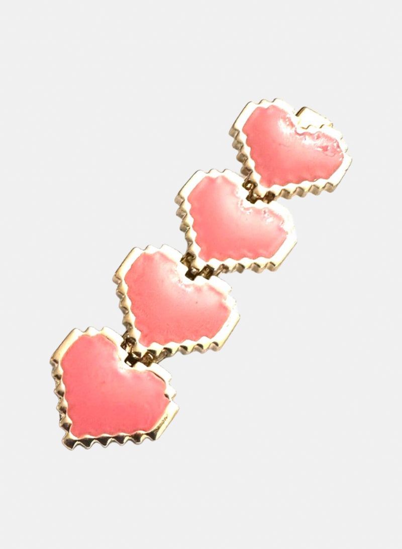 Trio Earrings Pink Sugar Hearts Hair Claw Clip - Image 2