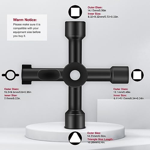 HAUTMEC 4 Way Sillcock Water Key Multi-functional Universal Cross Water Spigot Key Zinc Alloy Plumbers Electricians Valve Tools Black Silcock Key 4 Way, 2 Pack - Image 2