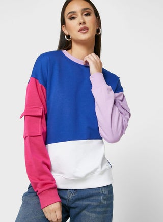 Colorblock Sweatshirt With Pockets
