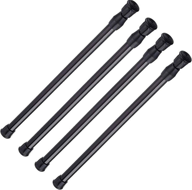 AIZESI 4 x Curtain Rods, Curtain Rod, Black Telescopic Shower Curtain Rod with Curtain, Tension Spring Metal Rod 70 x 120 cm - Image 1