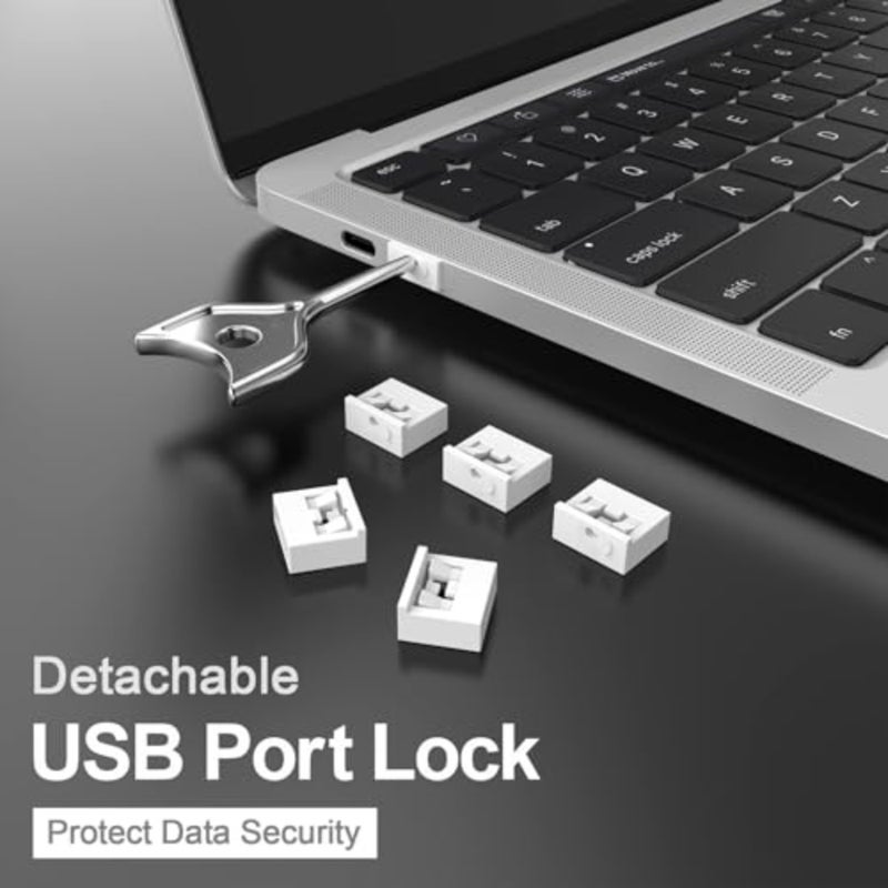 مجموعة 10 قطع من منافذ USB من YelaJoy مع مفتاح - قفل أغطية الغبار USB-A، ومقابس المنافذ لأجهزة الكمبيوتر وأجهزة التلفزيون وأجهزة التوجيه - حماية آمنة للبيانات، تصميم معدني متين - Image 3