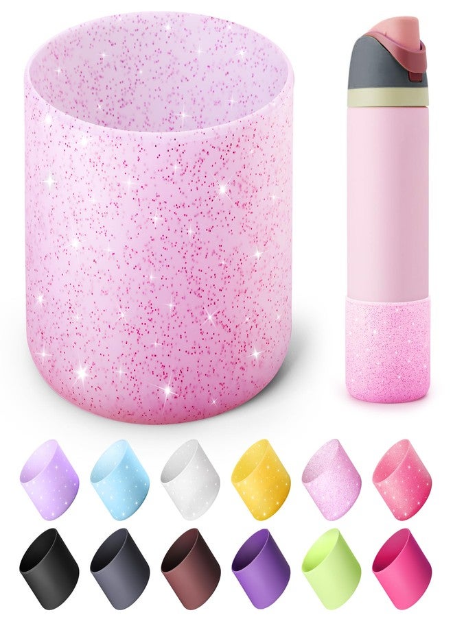 Diumepo Silicone Water Bottle Boot f or Owala 24 oz, Anti-Slip Protective Sleeve for Owala Twist & FreeSip & Flip Stainless Steel Water Bottle, Boot Bottom Base for Owala (Glitter Pink) - Image 1