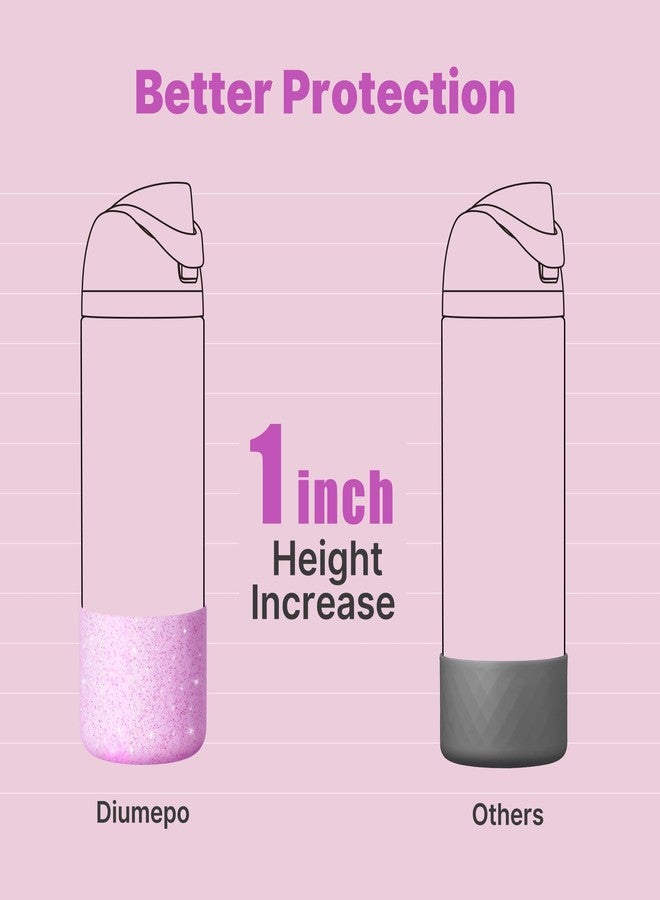 Diumepo Silicone Water Bottle Boot f or Owala 24 oz, Anti-Slip Protective Sleeve for Owala Twist & FreeSip & Flip Stainless Steel Water Bottle, Boot Bottom Base for Owala (Glitter Pink) - Image 3
