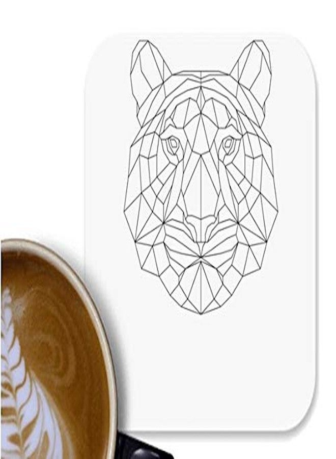 UDNAG MDF Tea Coffee Coaster 'Geometry | Tiger Head Geometry' for Office Home [90 x 90mm]
