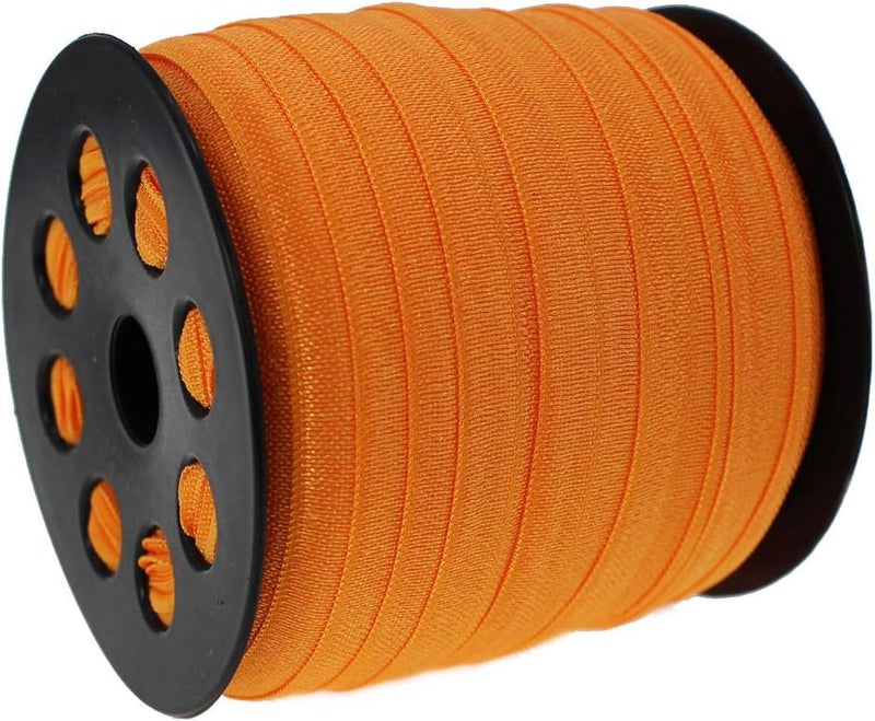 JESEP Orange Fold Over Elastic 5/8 inch 15mm Elastic Bands for Sewing 40 Yards Wide Elastic Headbands Stretchy Ribbon for Crafts-Elastic Straps Trim for Girls Hair Ties-Bow-DIY Projects-Clothes - Image 2
