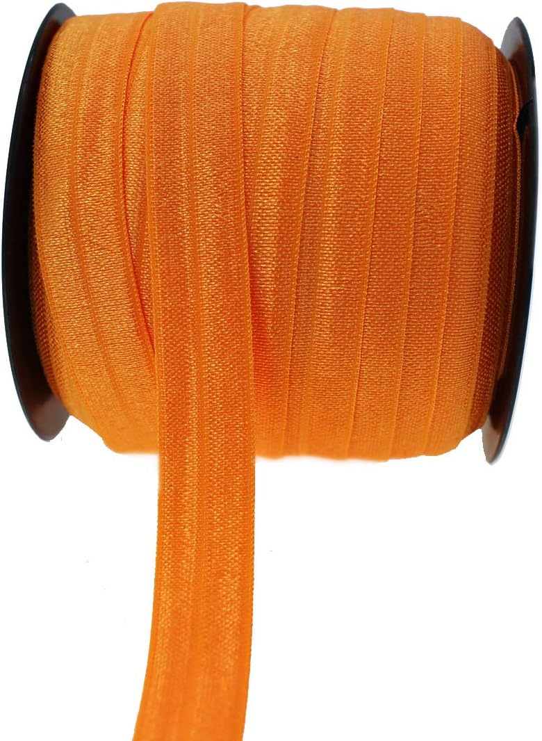 JESEP Orange Fold Over Elastic 5/8 inch 15mm Elastic Bands for Sewing 40 Yards Wide Elastic Headbands Stretchy Ribbon for Crafts-Elastic Straps Trim for Girls Hair Ties-Bow-DIY Projects-Clothes - Image 5