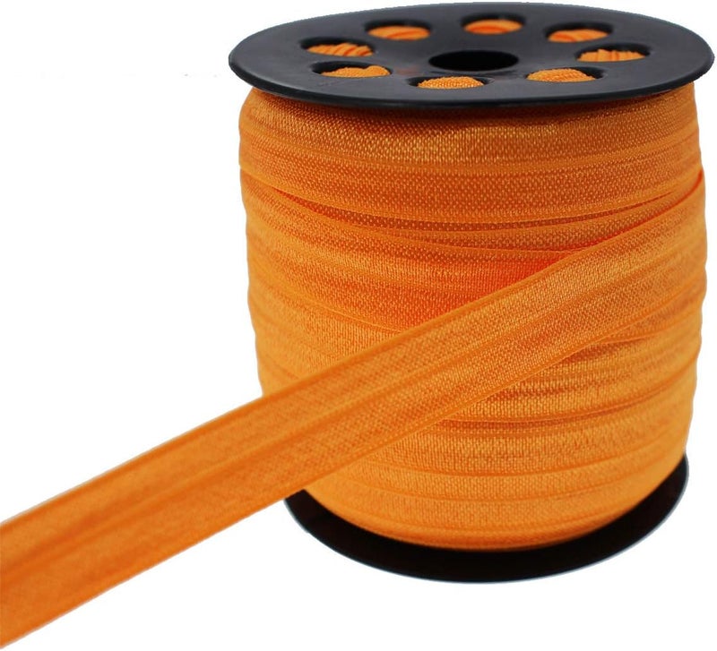JESEP Orange Fold Over Elastic 5/8 inch 15mm Elastic Bands for Sewing 40 Yards Wide Elastic Headbands Stretchy Ribbon for Crafts-Elastic Straps Trim for Girls Hair Ties-Bow-DIY Projects-Clothes - Image 1