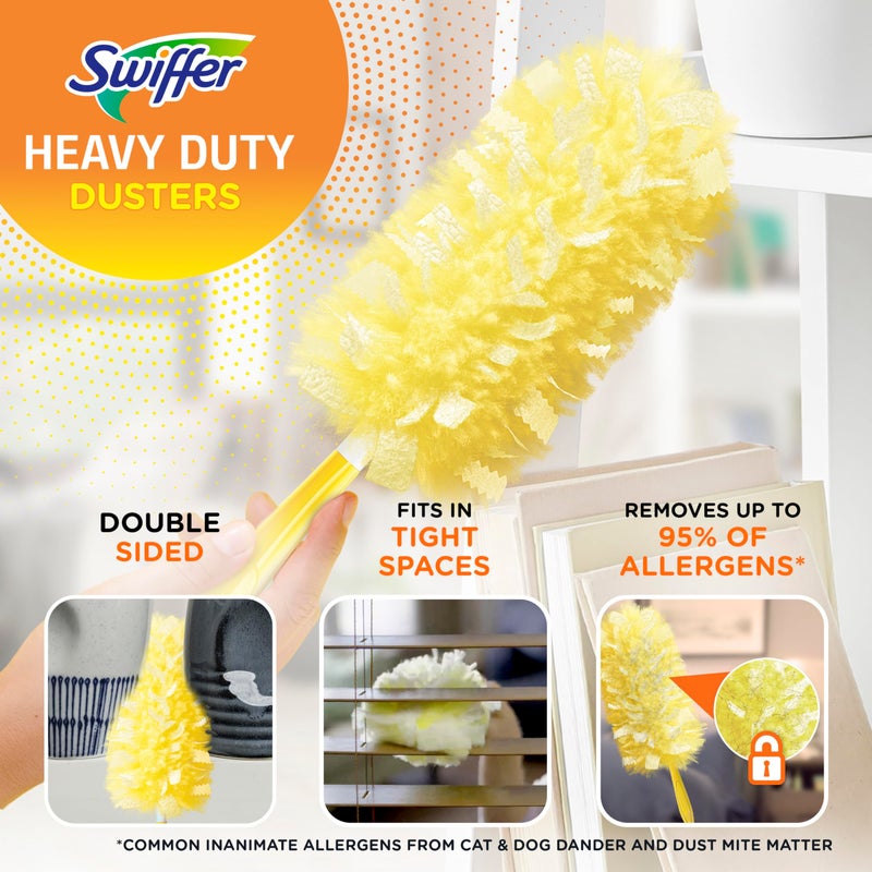 Swiffer Ceiling Fan Duster Super Extender Handle Starter Kit, 6 Heavy Duty Refills - Image 2