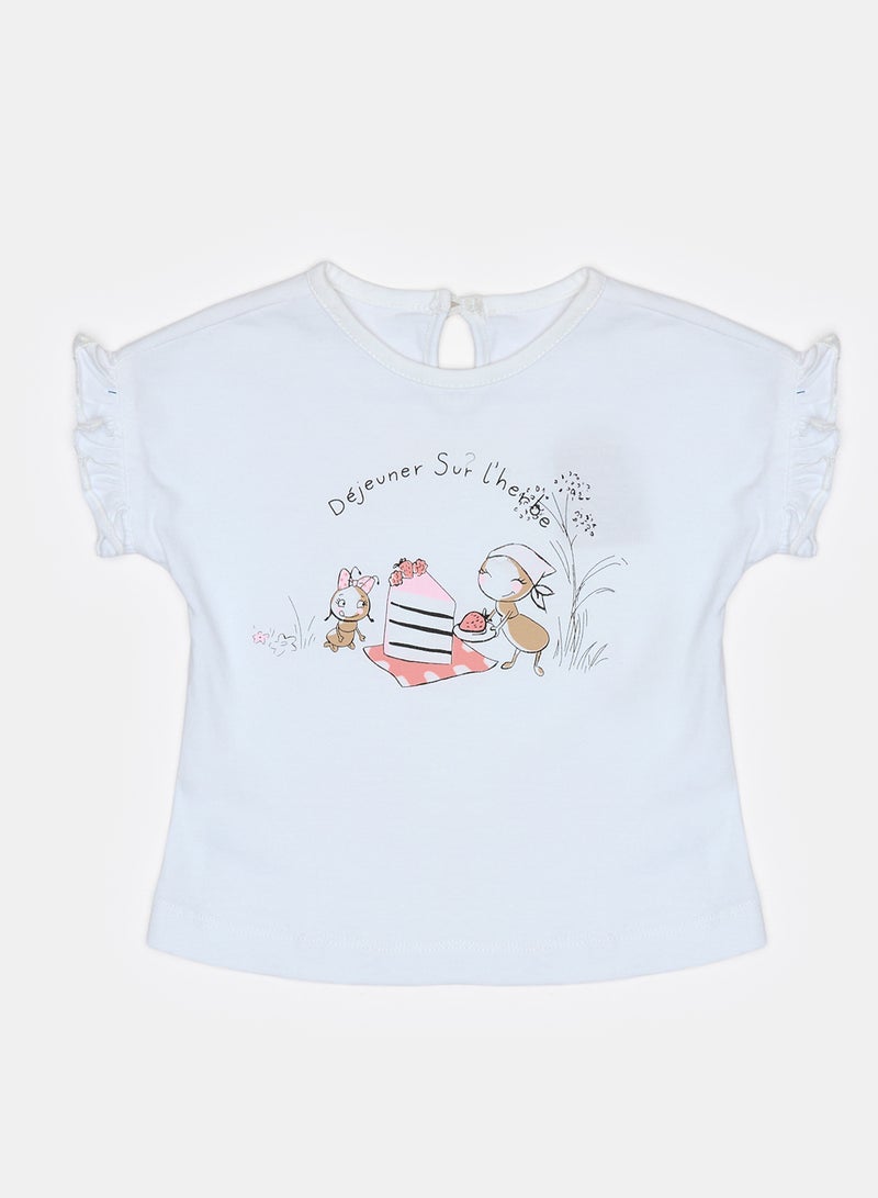 Panco Baby Girls STRAWBERRY T-Shirt with Print Detail - Image 1