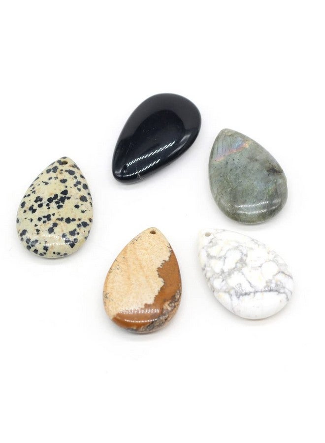 Zotoone 5Pcs Natural Drop Pendant Turquoise Agate Picture Stone Healing Mineral Jewelry Making Diy Necklace Earring Accessory Deco Gift 25X40Mm - Image 1