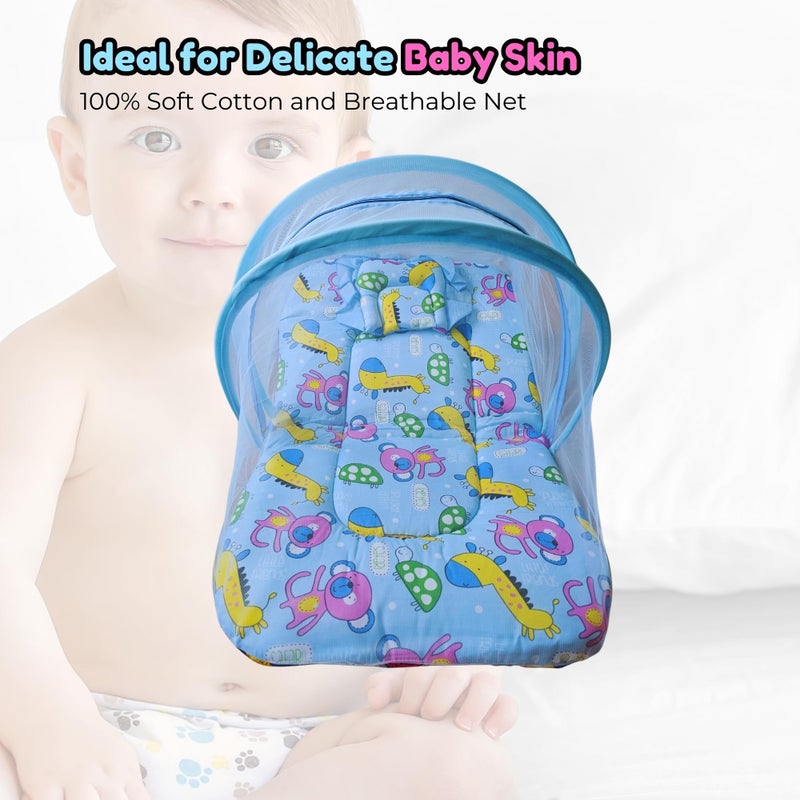 Hooper? Infant Baby Bedding Set with Mosquito Net, Baby Bedding/Gadda for Newborns, Portable Baby Bed with Trendy Design Print, Baby Gifts, 0-12 Months, Size 74 * 45, Blue - Image 4