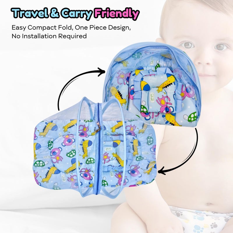Hooper? Infant Baby Bedding Set with Mosquito Net, Baby Bedding/Gadda for Newborns, Portable Baby Bed with Trendy Design Print, Baby Gifts, 0-12 Months, Size 74 * 45, Blue - Image 5