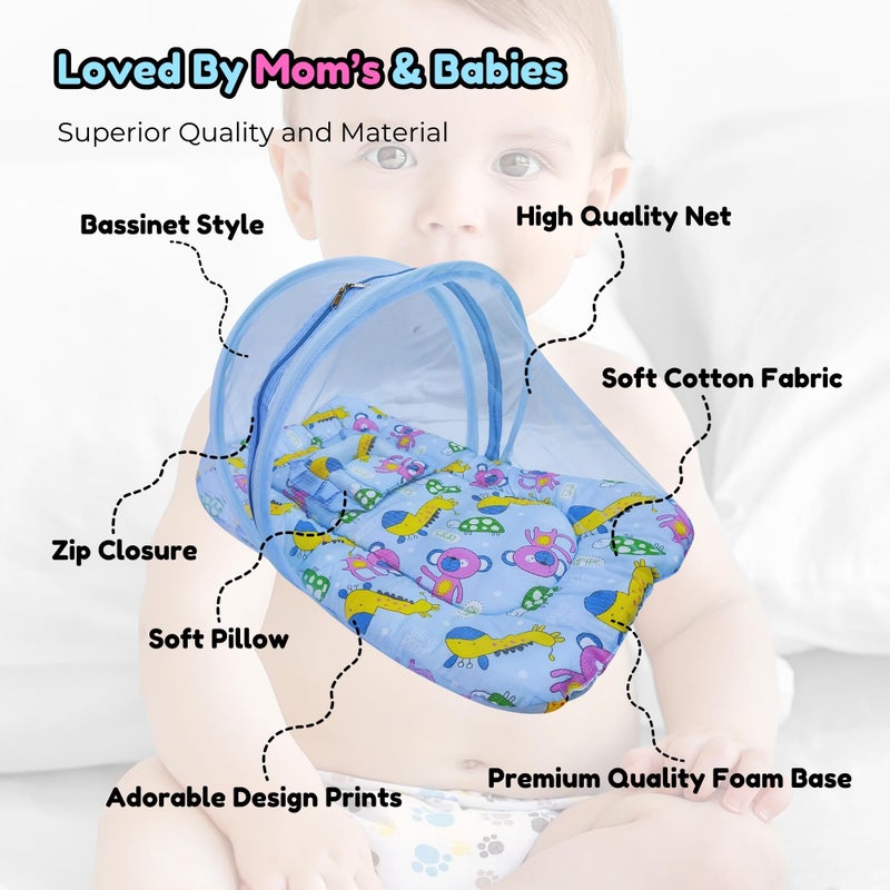 Hooper? Infant Baby Bedding Set with Mosquito Net, Baby Bedding/Gadda for Newborns, Portable Baby Bed with Trendy Design Print, Baby Gifts, 0-12 Months, Size 74 * 45, Blue - Image 3