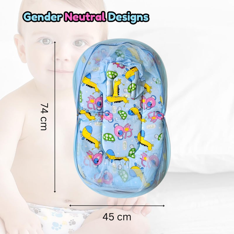 Hooper? Infant Baby Bedding Set with Mosquito Net, Baby Bedding/Gadda for Newborns, Portable Baby Bed with Trendy Design Print, Baby Gifts, 0-12 Months, Size 74 * 45, Blue - Image 2