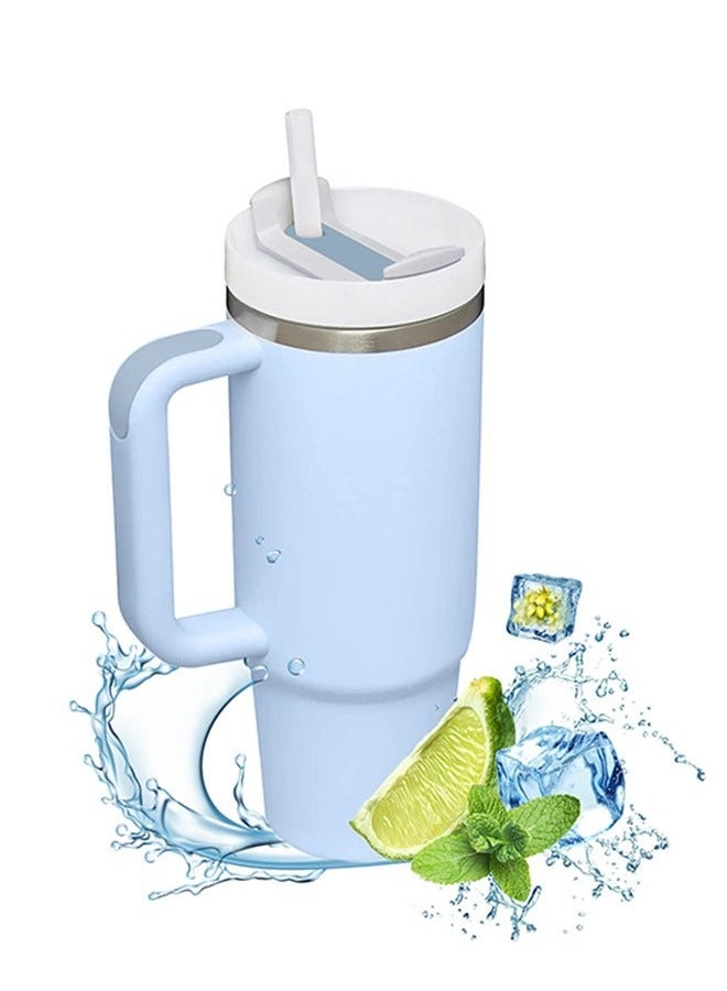 GEMFUL Tumbler 1200ml With Handle and Straw Lid Insulated 40 oz Reusable Stainless Steel Vacuum Insulated Water Bottles Travel Mug Iced Coffee Cup for Hot and Cold Beverages - Image 1