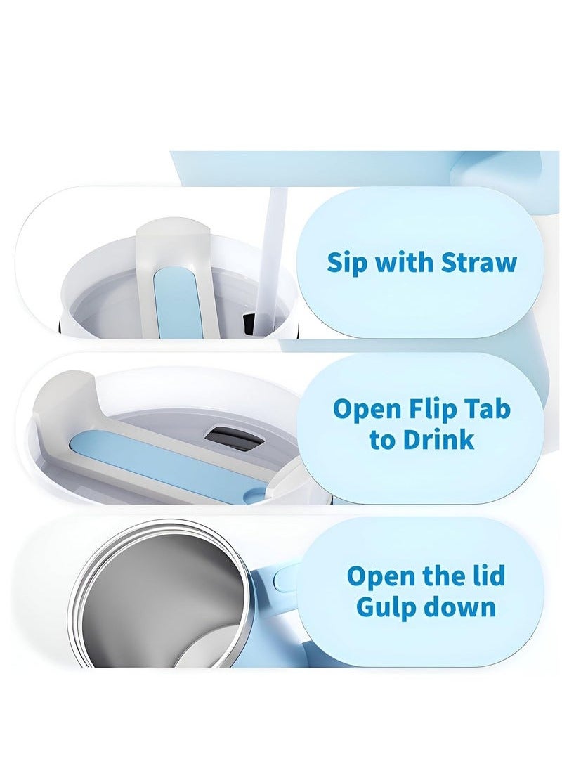 GEMFUL Tumbler 1200ml With Handle and Straw Lid Insulated 40 oz Reusable Stainless Steel Vacuum Insulated Water Bottles Travel Mug Iced Coffee Cup for Hot and Cold Beverages - Image 3