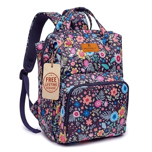 Motherly Elegant Diaper Bag for Mothers for Travel, Maternity Bag for Newborn Baby, Mothers Travelling Bag, Multipocket Baby Bag, Hospital Bag for Moms with Warranty (Purple Flower) - Image 1