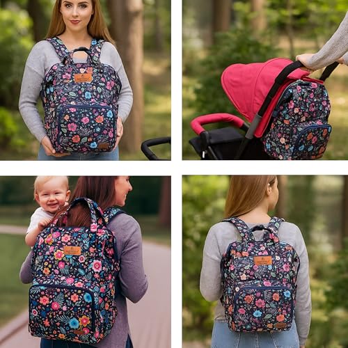 Motherly Elegant Diaper Bag for Mothers for Travel, Maternity Bag for Newborn Baby, Mothers Travelling Bag, Multipocket Baby Bag, Hospital Bag for Moms with Warranty (Purple Flower) - Image 4
